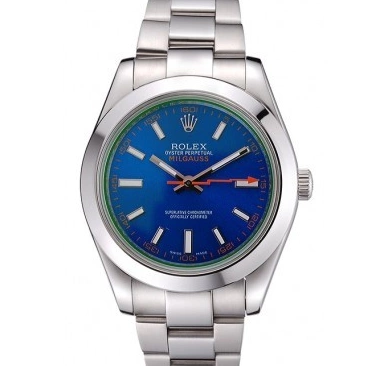 Good Copy Rolex Watches Steel Blue Case And 622838 Rolex Stainless Bezel Dial Milgauss 0729